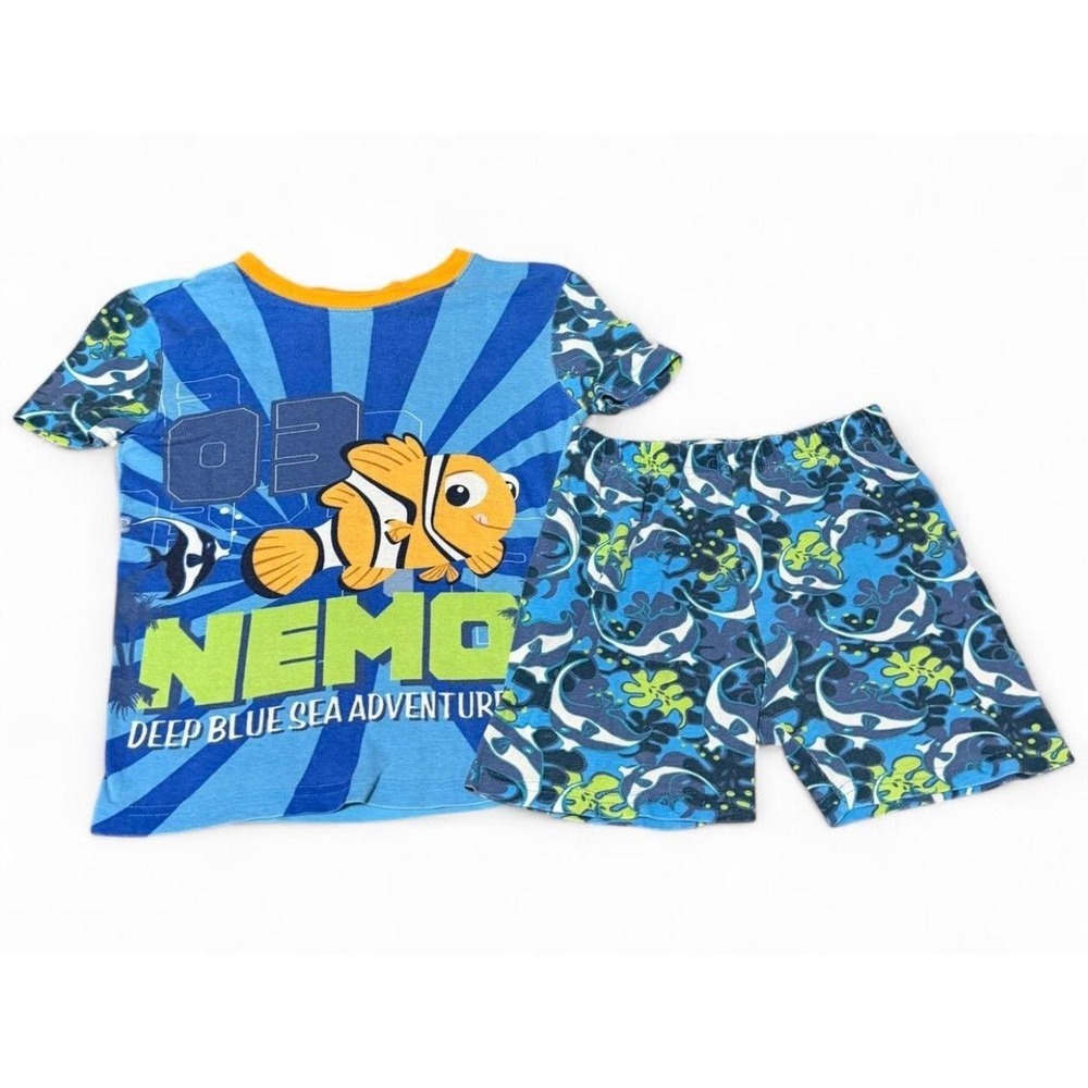 Vintage Disney Store Finding Nemo Boys Pajama Set Size 7 Deep Blue Sea Adventure